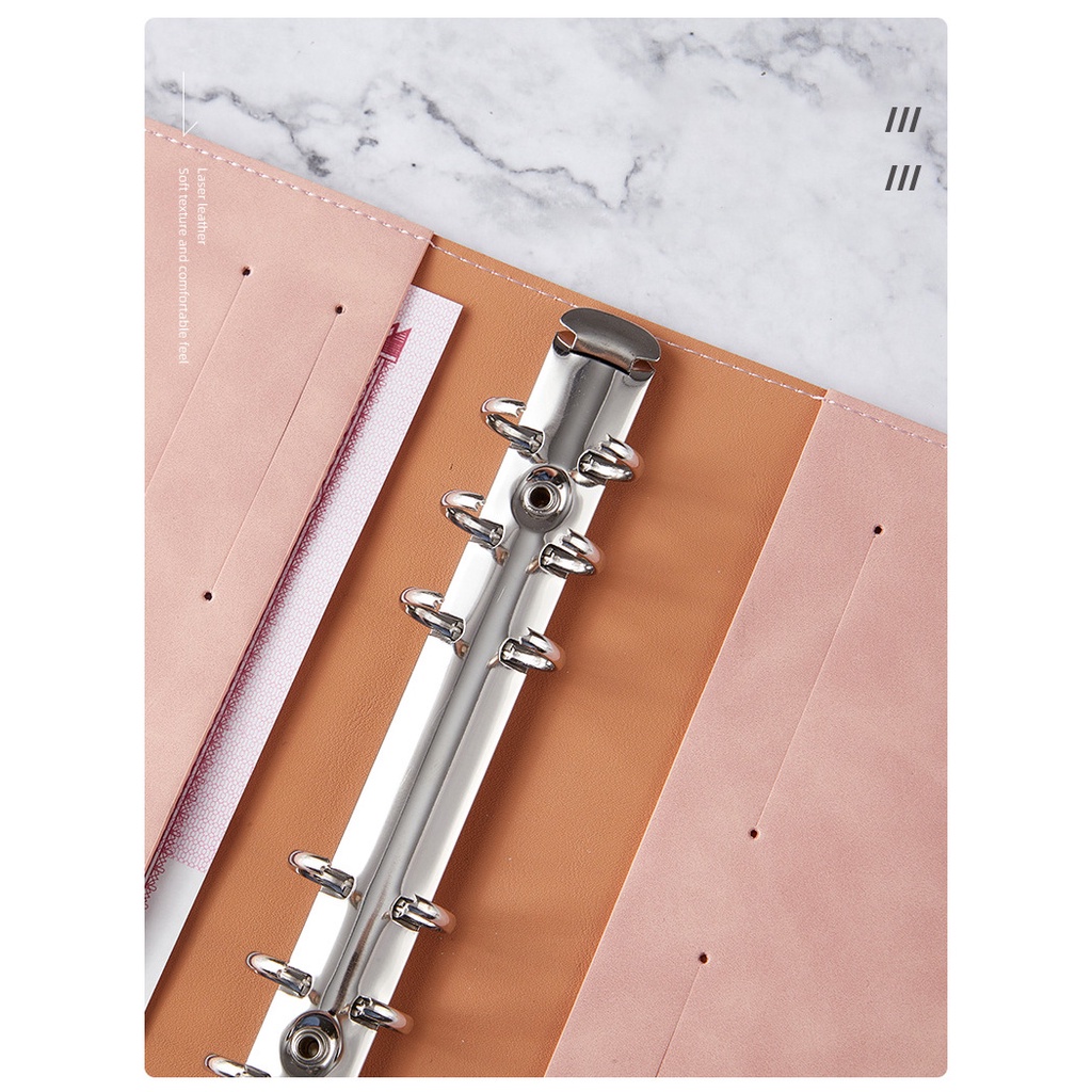 Sổ còng bìa da A6 SOSAMA sổ tay bìa da PU gáy còng kèm phụ kiện và giấy note đa năng SN-001423