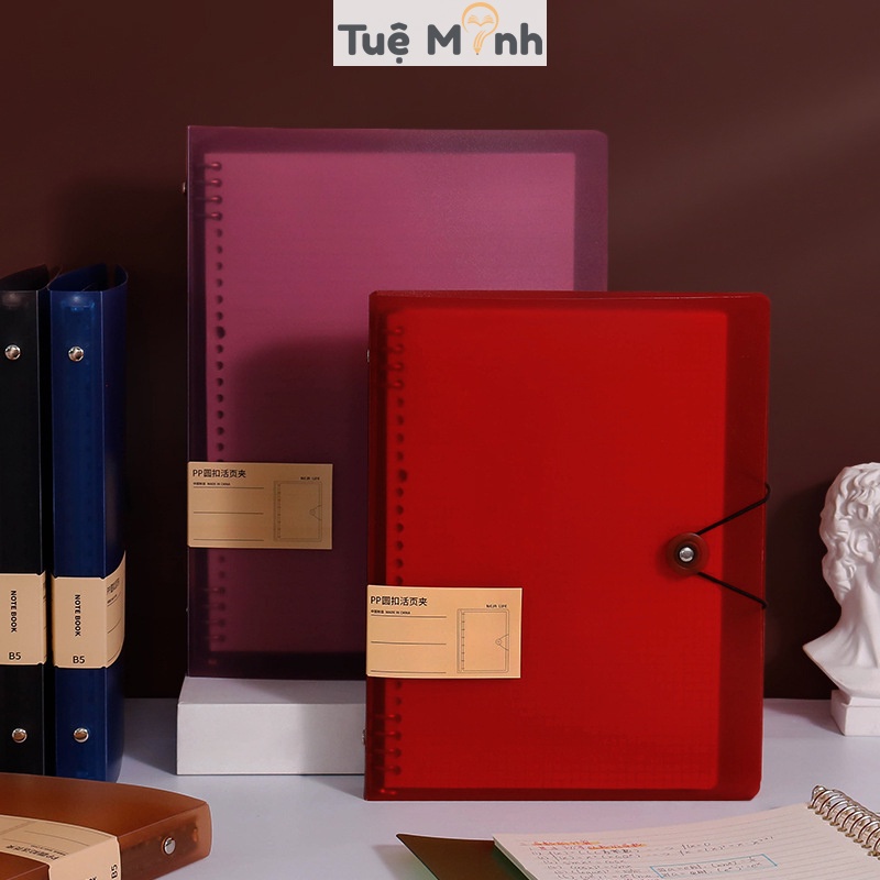 File còng sắt A5 màu Retro 8 lỗ P18, cho ruột 20 lỗ, bìa binder làm sổ còng refill giấy màu vintage
