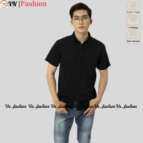 Áo sơ mi ngắn công sở hàn quốc nam đẹp Cộc Tay Đen, Trắng Vn_fashion