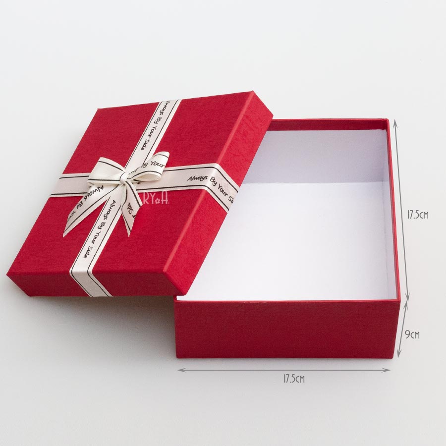 Hộp quà vuông đính nơ, hộp quà tặng sinh nhật, hộp quà tặng 8/3, Valentine (17.5x17.5x9cm)