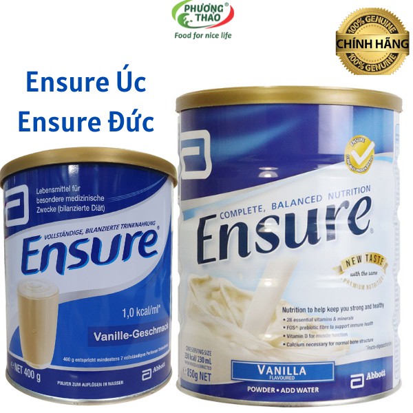 Sữa Ensure Úc 850g, Ensure Đức 400g