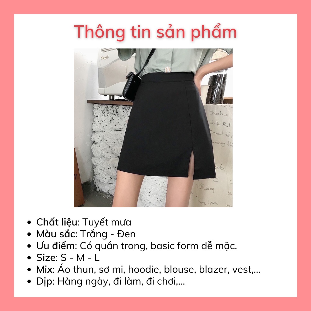 Chân váy ngắn chữ A xẻ tà công sở có quần trong phong cách Hàn Quốc Sollle | BigBuy360 - bigbuy360.vn
