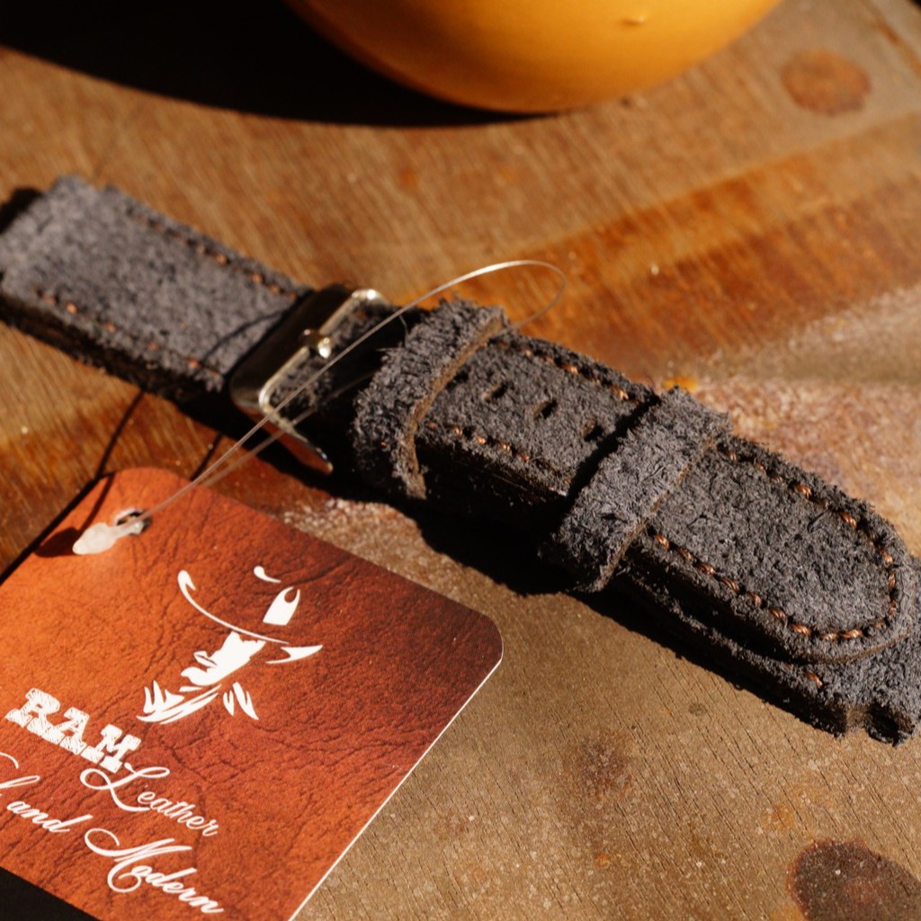 Dây đồng hồ RAM Leather 1961 cho CASIO 1200, AE 1200, 1300, 1100, A159 , A168 , Size 18 da bò lộn navy