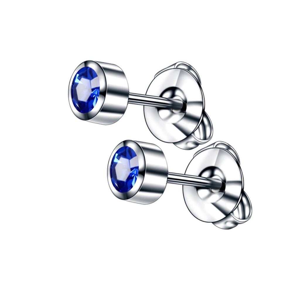 BORAG 1 Đôi Bông Tai Pha Lê 4mm Màu Vàng / Bạc Chống Nhạy Cảm