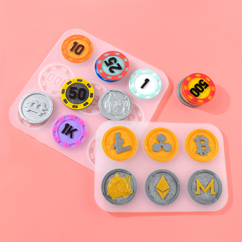 【Ready Stock】 Crystal Resin Chip Coin Mold Bitcoin Silicone Mold Commemorative Coin Mold Reusable DIY Game Craft Handmade Tool 【Ouiwe】