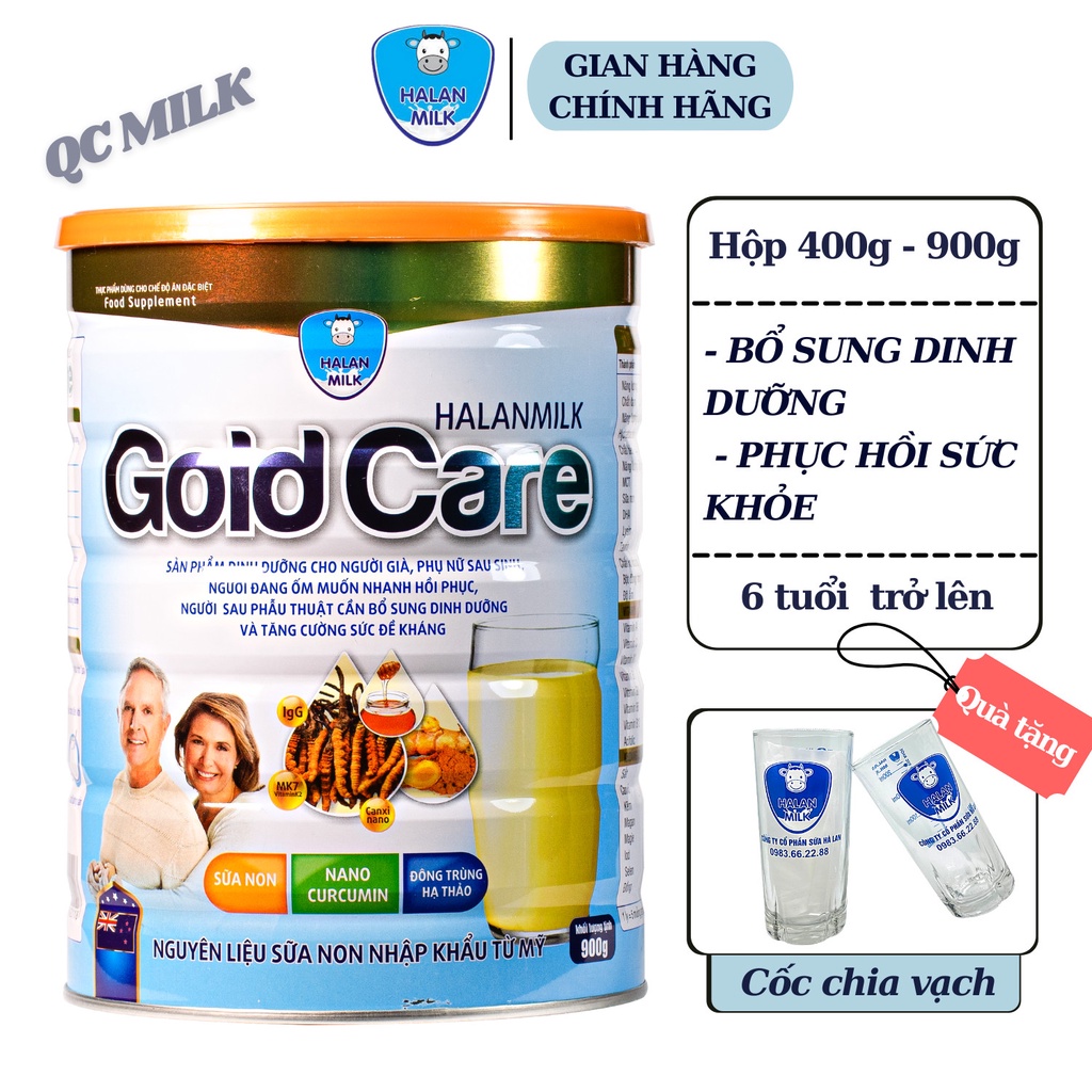 Sữa bột Halanmilk Gold Care 400g900g đông trùng hạ thảo, phục hồi sức khỏe,Halanmilk