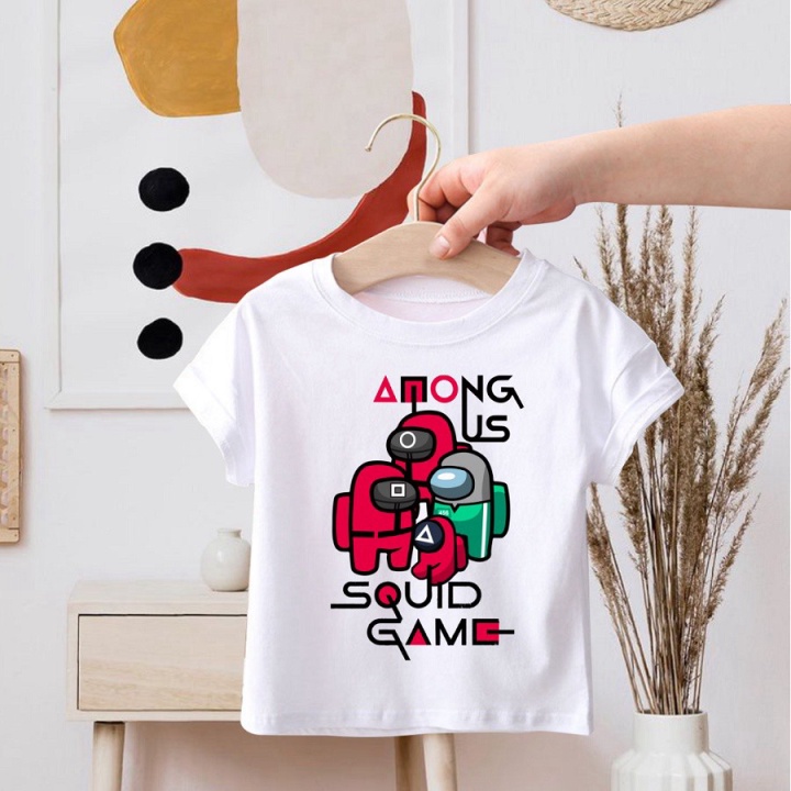 Áo thun Squid Game Trò chơi con mực hot Hàn Quốc cho cả gia đình Full size Trẻ em unisex thời trang 