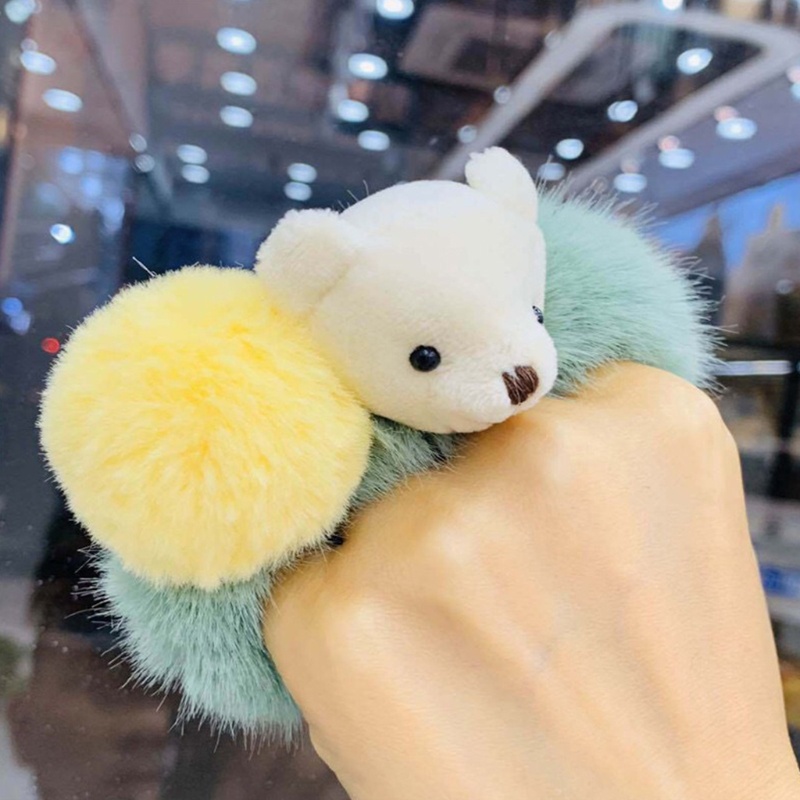 Dây Buộc Tóc Lông Xù Co Giãn Hình Gấu Dễ Thương Giá Đỡ