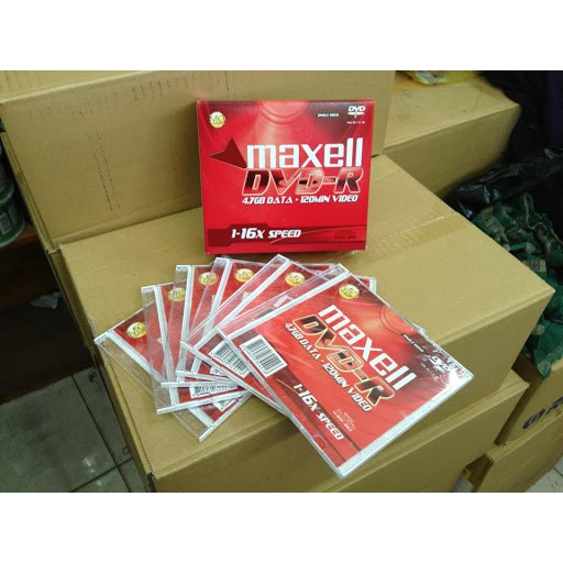 Đĩa DVD trắng-R 4.7GB Maxell - Hàng chính hãng (Hộp 10 đĩa - 10 vỏ đựng)