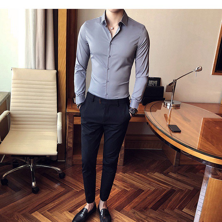 [Mã FAMAYMA2 giảm 10K đơn 50K] Áo sơ mi nam 💚𝐅𝐑𝐄𝐄𝐒𝐇𝐈𝐏💚 trơn màu thoáng mát, mềm mịn, khó nhăn, thanh lịch | BigBuy360 - bigbuy360.vn