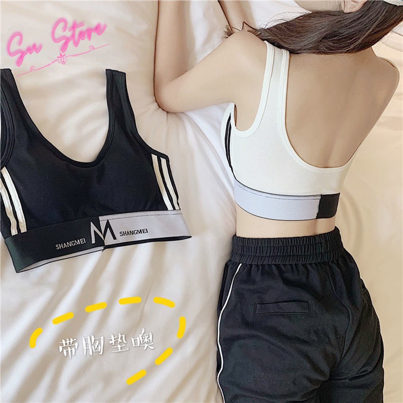 Áo Bra Tập Gym Thun Co Giãn, Áo Croptop Hở Lưng [Có Mút Ngực Có Thể Tháo Rời] - 3384