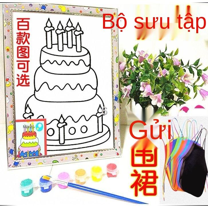 N20x24 bức tranh graffiti trẻ em tự làm câu đố tô màu sơn nước bột giao tạp dề khay