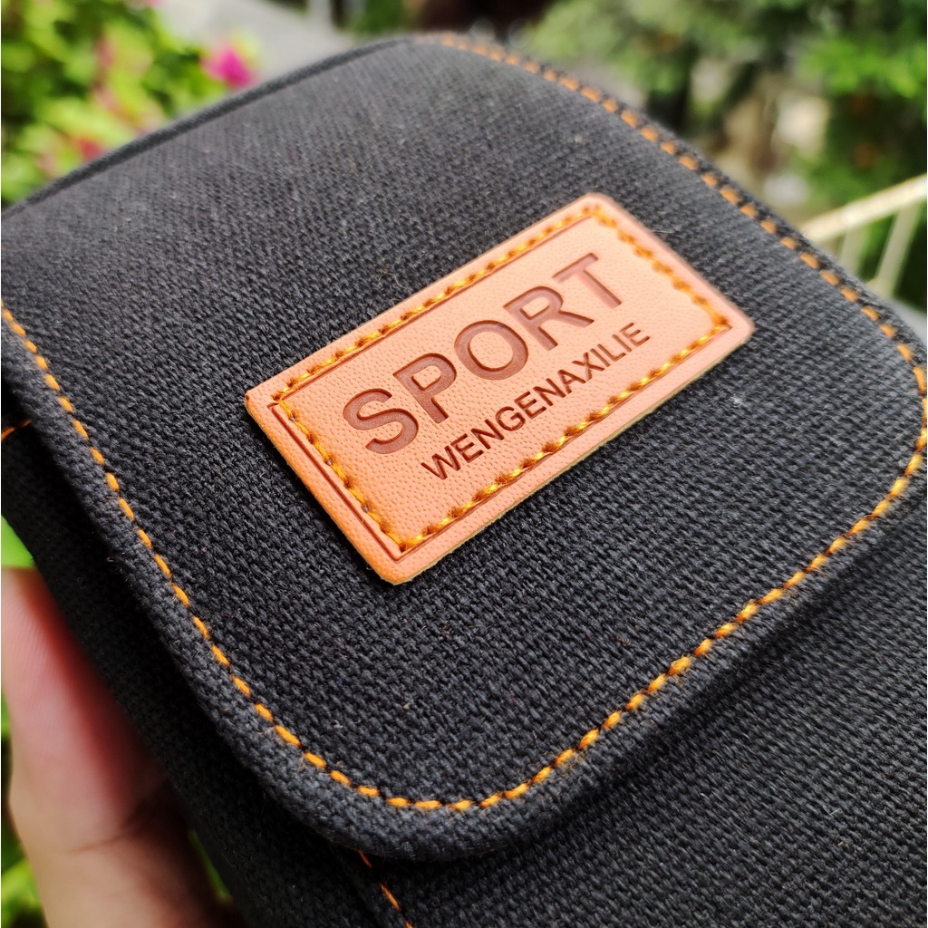 Túi đeo hông Zachi đựng điện thoại vải canvas  Màu Đen Kaki T36