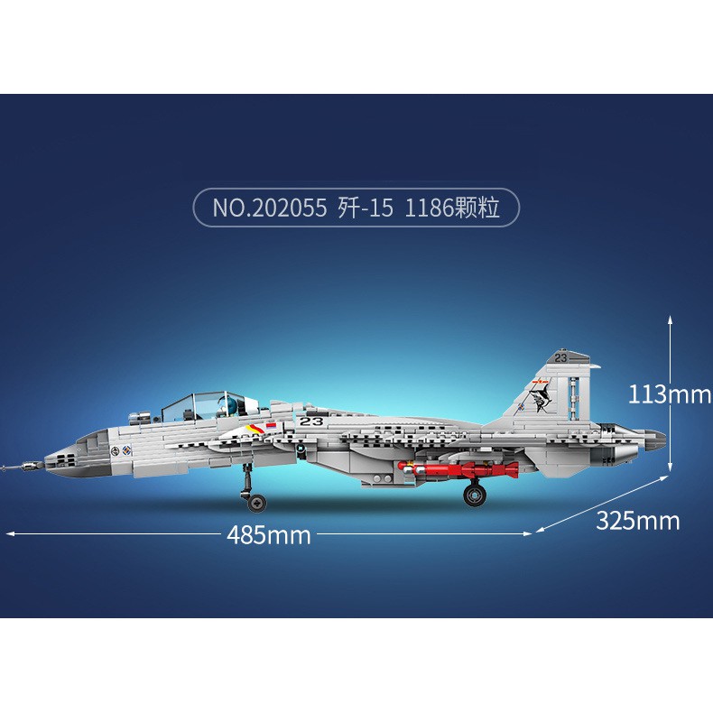 Đồ chơi lắp ráp Máy bay Oanh Tạc Chiến - Sembo Block 202055 F-15 Flying Shark - 1186 Mảnh ghép