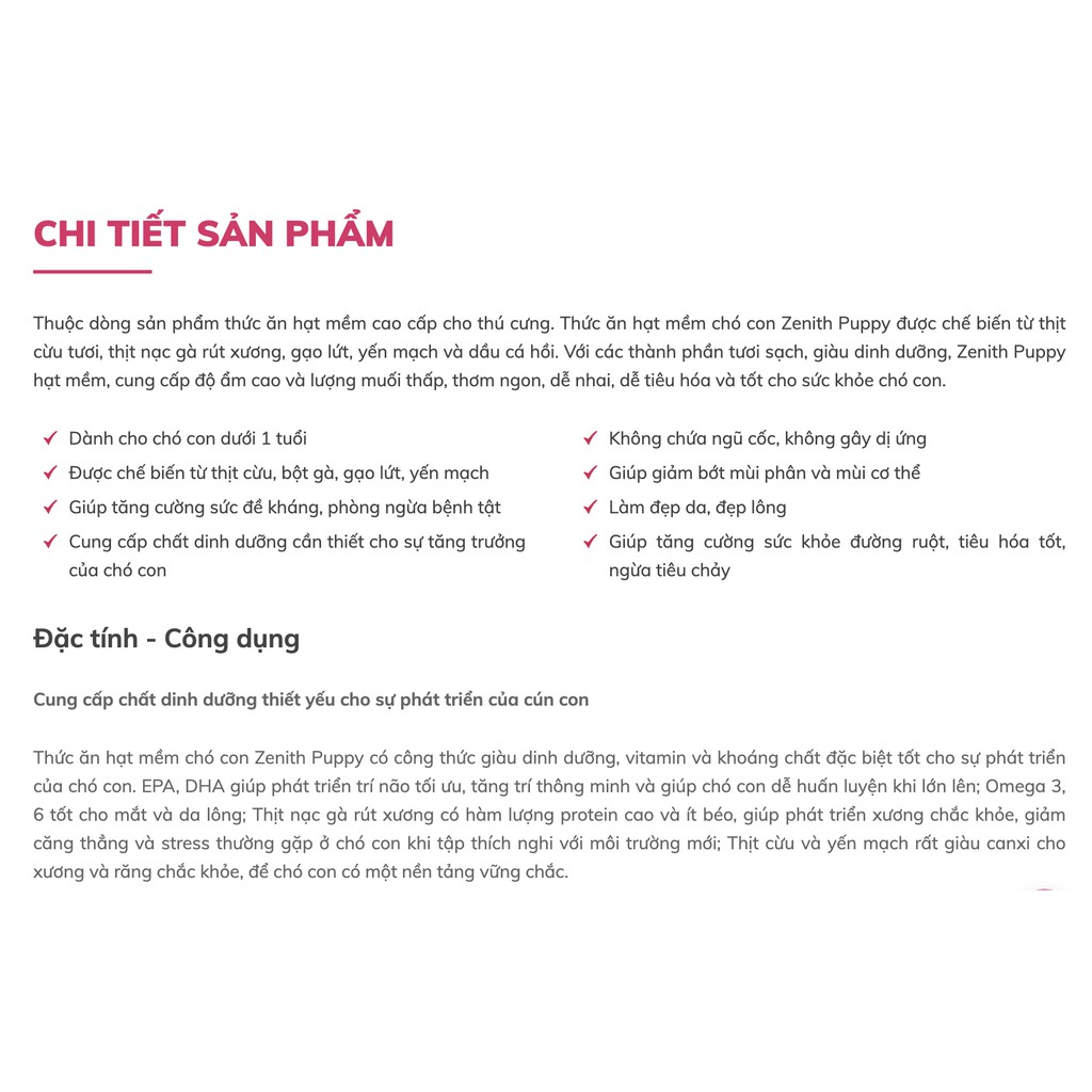 Hạt cho chó con hạt mềm Zenith Puppy 500g thức ăn ẩm cho cún nhỏ dưới 12 tháng Con Mèo Xiêm