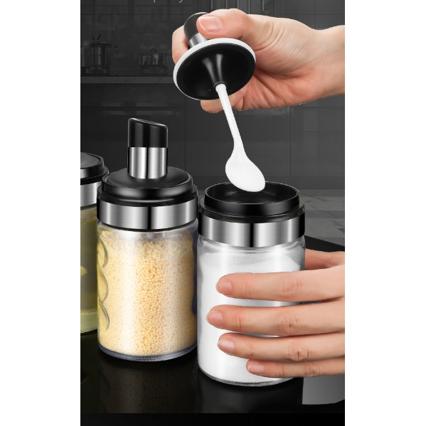 Hũ Thủy Tinh Cao Cấp Đựng Gia Vị Kèm Thìa Múc 250ml