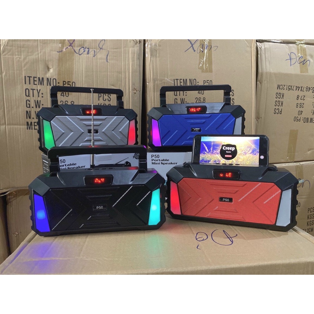 Loa bluetooth mini P50 có dây đeo nghe FM kết nối máy tính âm thanh hay bass mạnh Bảo hành đổi mới 6 tháng