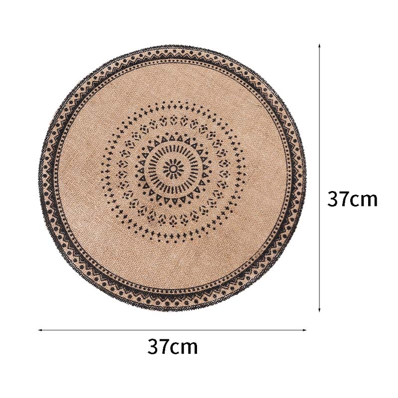 Tấm lót bàn ăn hình tròn bằng vải lanh cách nhiệt có tua rua