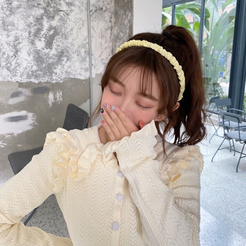 Cài tóc lụa nhún màu pastel nhỏ - Maben