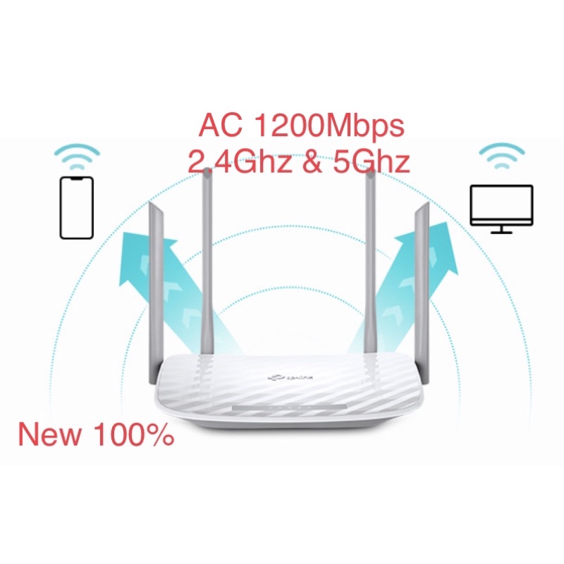 Phát Wifi TP-Link Archer C50 Chính hãng (4 anten 5dBi, 1200Mbps, 2 băng tần, Repeater, 4port 100Mbp)