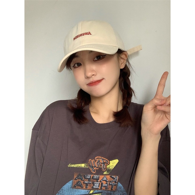 Mũ lưỡi trai nam nữ họa tiết thêu chữ awesome Nón kết phong cách Ulzzang form unisex nam nữ