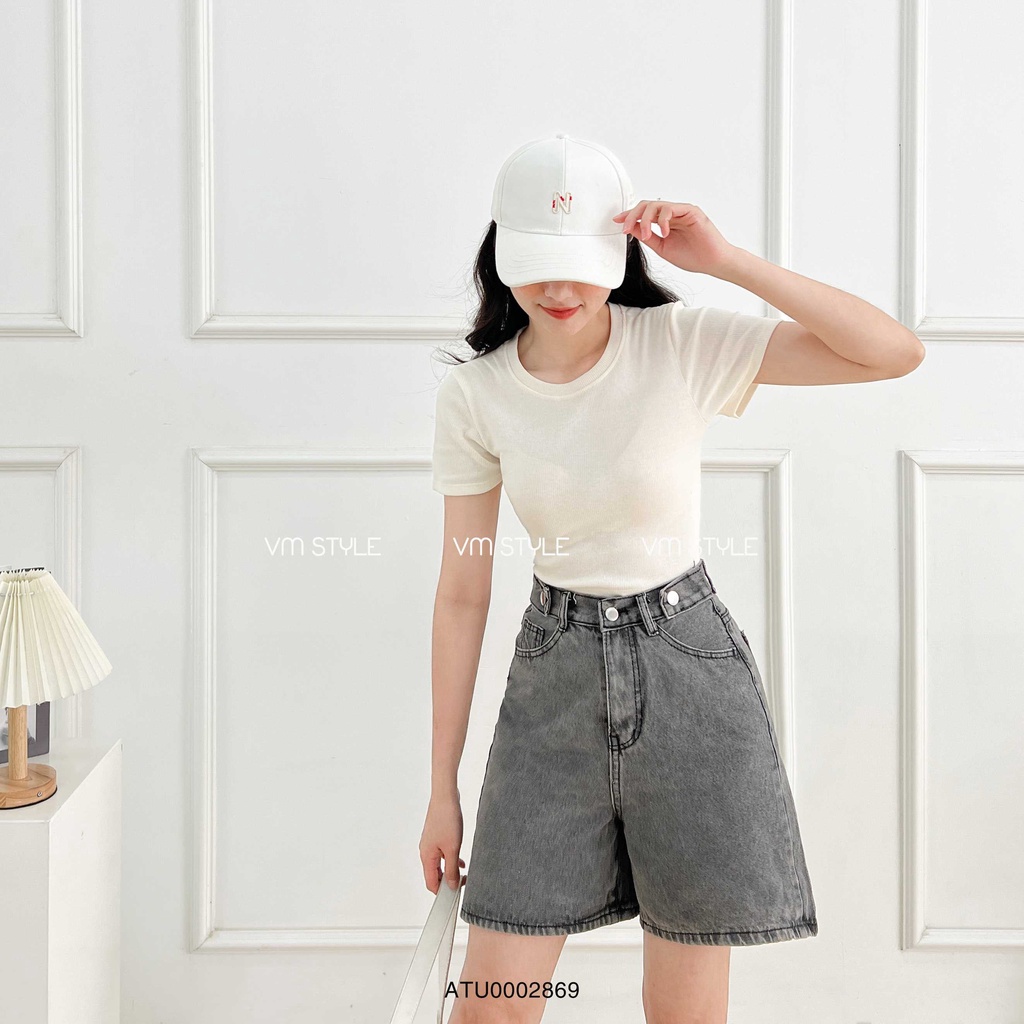 Áo croptop trơn nữ VMSTYLE chất thun co giãn ngắn tay nhiều màu sắc - ATU00028