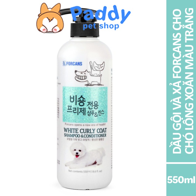 Sữa Tắm Chó Mèo Lông Xoăn Trắng Forcans White Curly Coat (550ml)