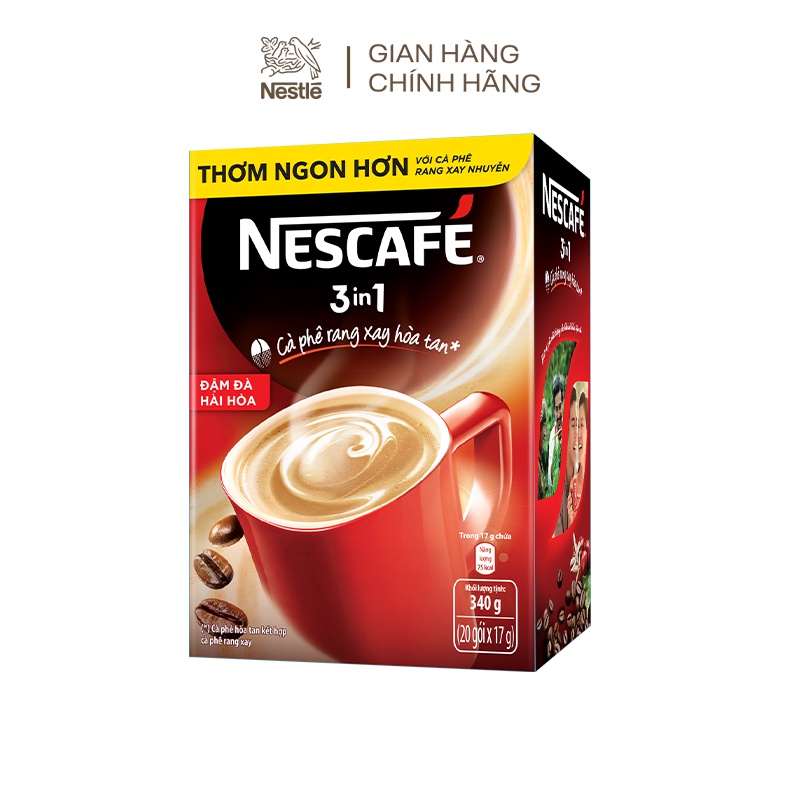 Combo 2 hộp Nescafé 3in1 cà phê rang xay hòa tan đậm đà hài hòa (Hộp 20 gói x 17g)