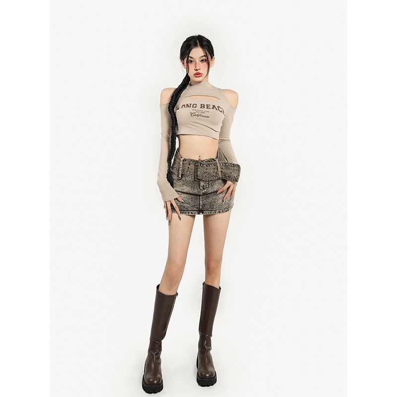 Áo thun COZOKC tay dài hở vai quyến rũ thời trang cho nữ