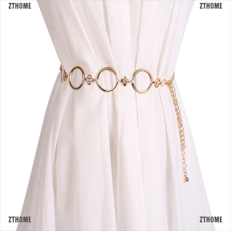 Thắt Lưng Dây Xích Bằng Kim Loại Mạ Vàng Cho Nữ