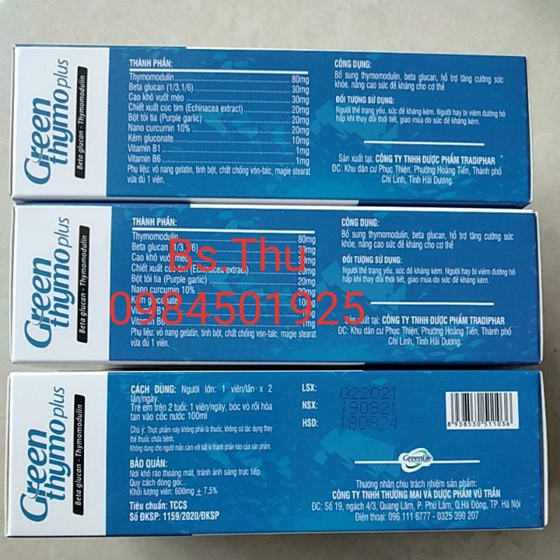 GREEN THYMO PLUS hộp 30 viên - Thymo 120 - Bổ phổi Sun hỗ trợ tăng cường sức khỏe, nâng cao sức đề kháng