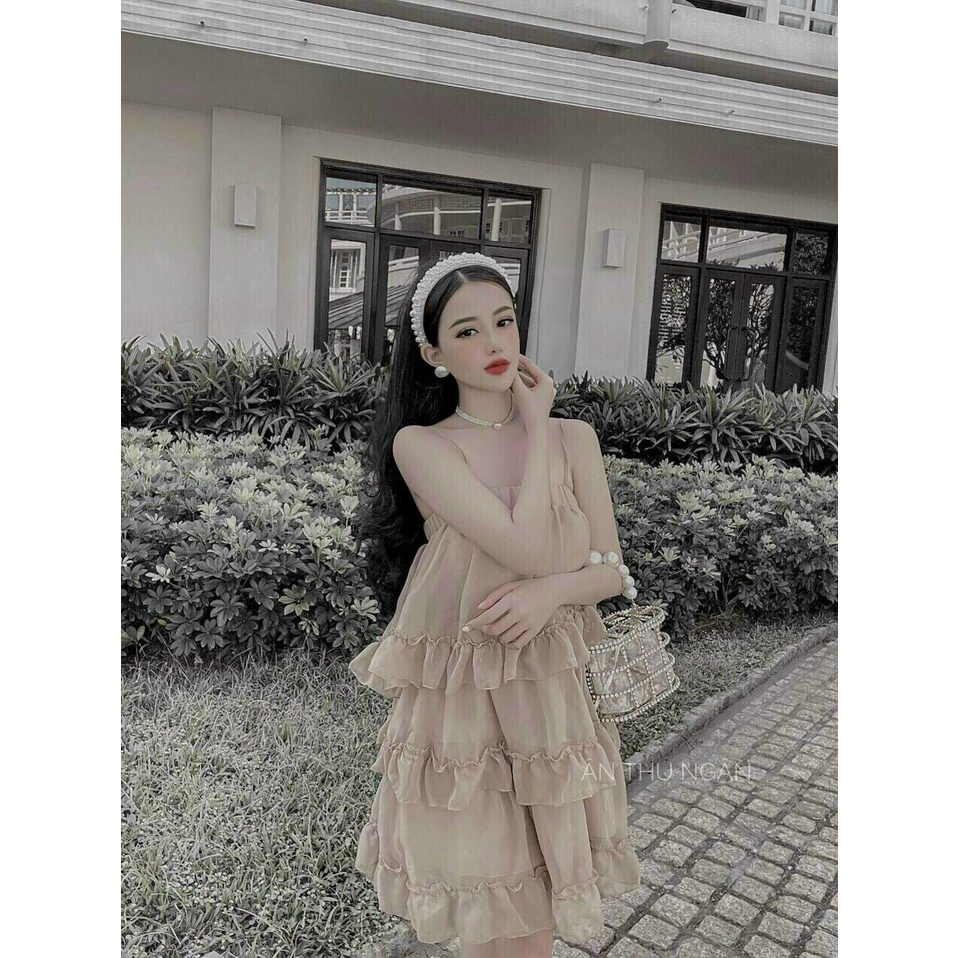 Đầm tiểu thư công chúa, đầm maxi 2 dây voan 3 tầng , đầm ngắn voan bèo xoè dễ thương đi chơi đi biển siêu xinh