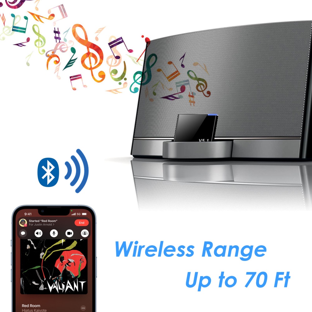 Coza Bộ Thu Âm Thanh Bluetooth I-wave Bộ Chuyển Đổi Không Dây Mini Âm Nhạc A2dp 30 Chân 5.1 Di Động Nhanh Cho Iphone Ipod Loa Analog Giắc Cắm 30 Chân