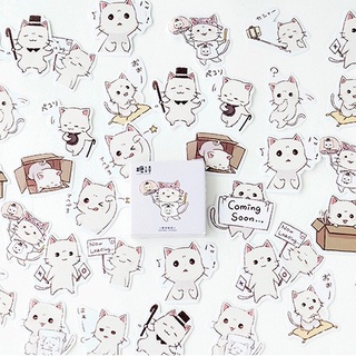 Hộp 45 miếng sticker mẫu mèo trắng đáng yêu