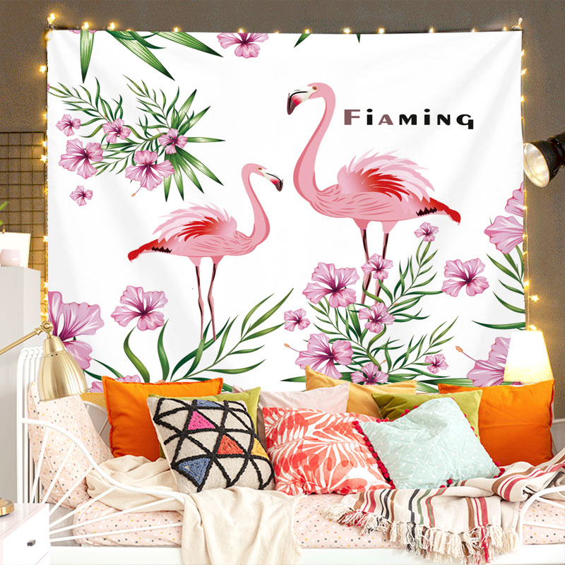 Nhà cây nhiệt đới lá xanh Flamingo phòng phòng ngủ trang trí thảm trang trí Bắc Âu ins vải treo tường nghệ thuật thảm trang trí nhà tranh tường khăn trải bàn treo tường J20