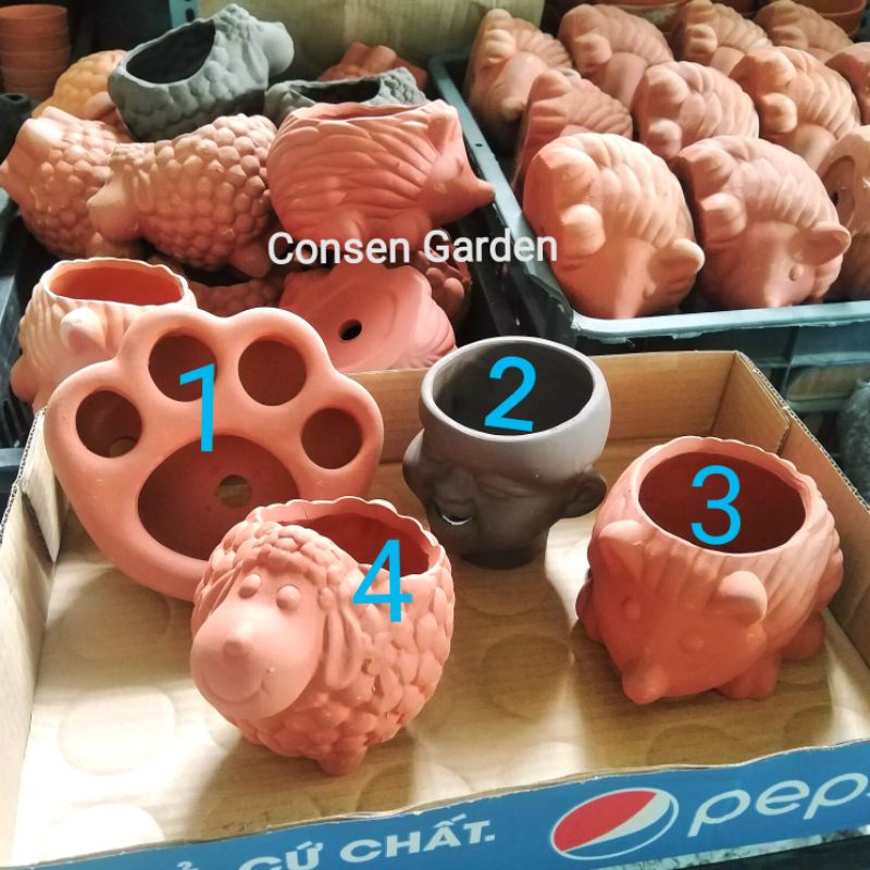 🔥Hot Sale🔥 Combo 4 Chậu Đất Nung Mẫu Thú Trồng Sen Đá, Xr Cây Để Bà n- Bao Bể Vỡ