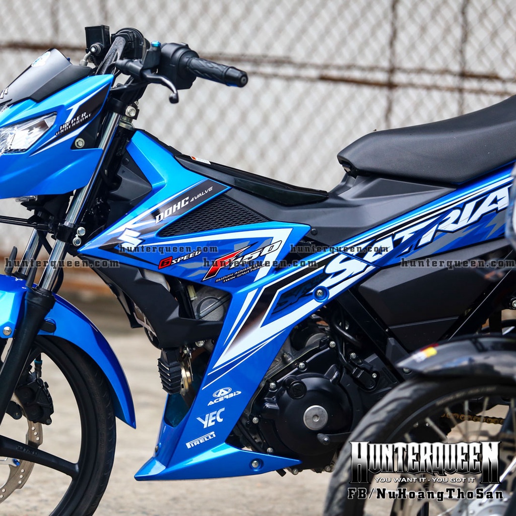 Tem rời cao cấp dán xe Raider FI màu xanh. Decal bền màu, chuẩn xịn