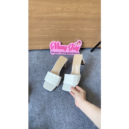 Dép guốc cao gót đế vuông vát 5cm quai ô vuông mẫu mới 2022 mã 664