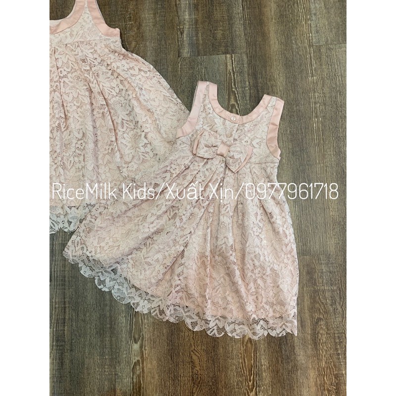 Váy Đầm cho bé gái Ren Hồng Nơ xuất dư