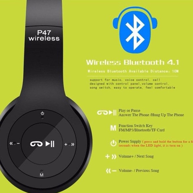 Tai nghe mèo Headphone Tai Bluetooth Không Dây Chụp Tai P47m  - Có mic Đàm thoại -bảo hành 12 tháng