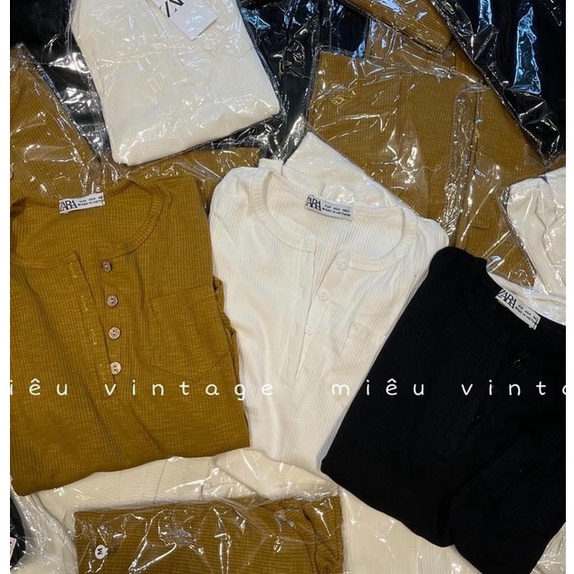 Áo thun tăm trơn dài tay cúc cổ 3 màu