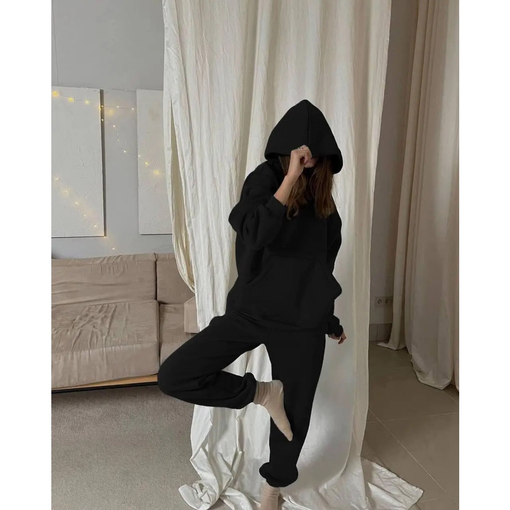 Bộ Nỉ Nam Nữ Thu Đông Trơn - Set Đồ Thể Thao Mặc Nhà Unisex, Áo Khoác Hoodie Sweter Dài Tay Có Nón Quần Jogger