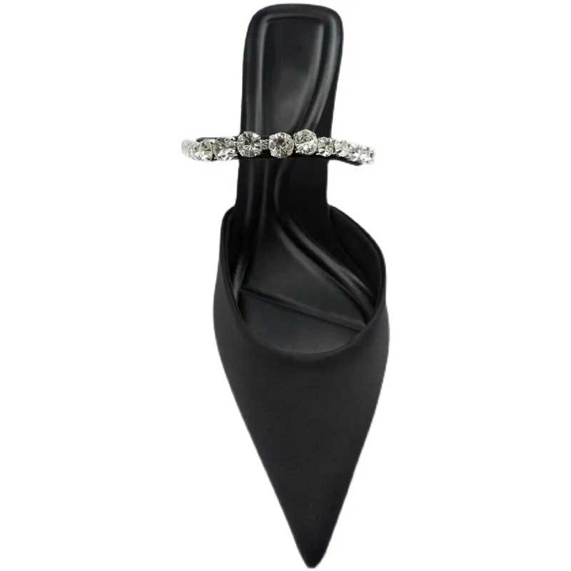 Giày Cao Gót Mũi Nhọn Đính Đá Trang Trí Lấp Lánh Thời Trang Cho Nữ Size 35-42