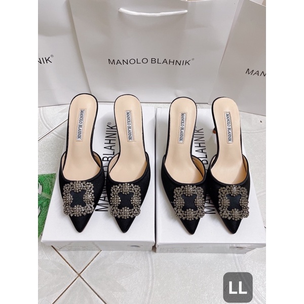 Sục lụa mũi nhọn Manolo hàng hộp cứng túi