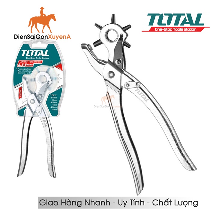 Kềm Bấm Lỗ - Kìm Đục Lỗ Dây Nịt, Bóp, Túi Xách Trợ Lực TOTAL THT3351 nhiều size - Điện Sài Gòn