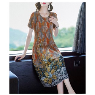 HÀNG NHẬP - ĐẦM LỤA DẬP LI IN HOA VĂN