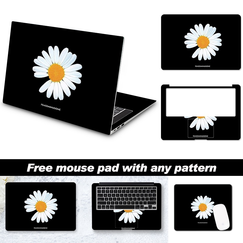 DIY Same Pattern Mouse Pad Laptop Sticker Laptop Skin Flower Cover Art Decal 12/13/14/15/17-inch for MacBook/HP/Acer/Dell/ASUS/Lenovo Laptop Decoration