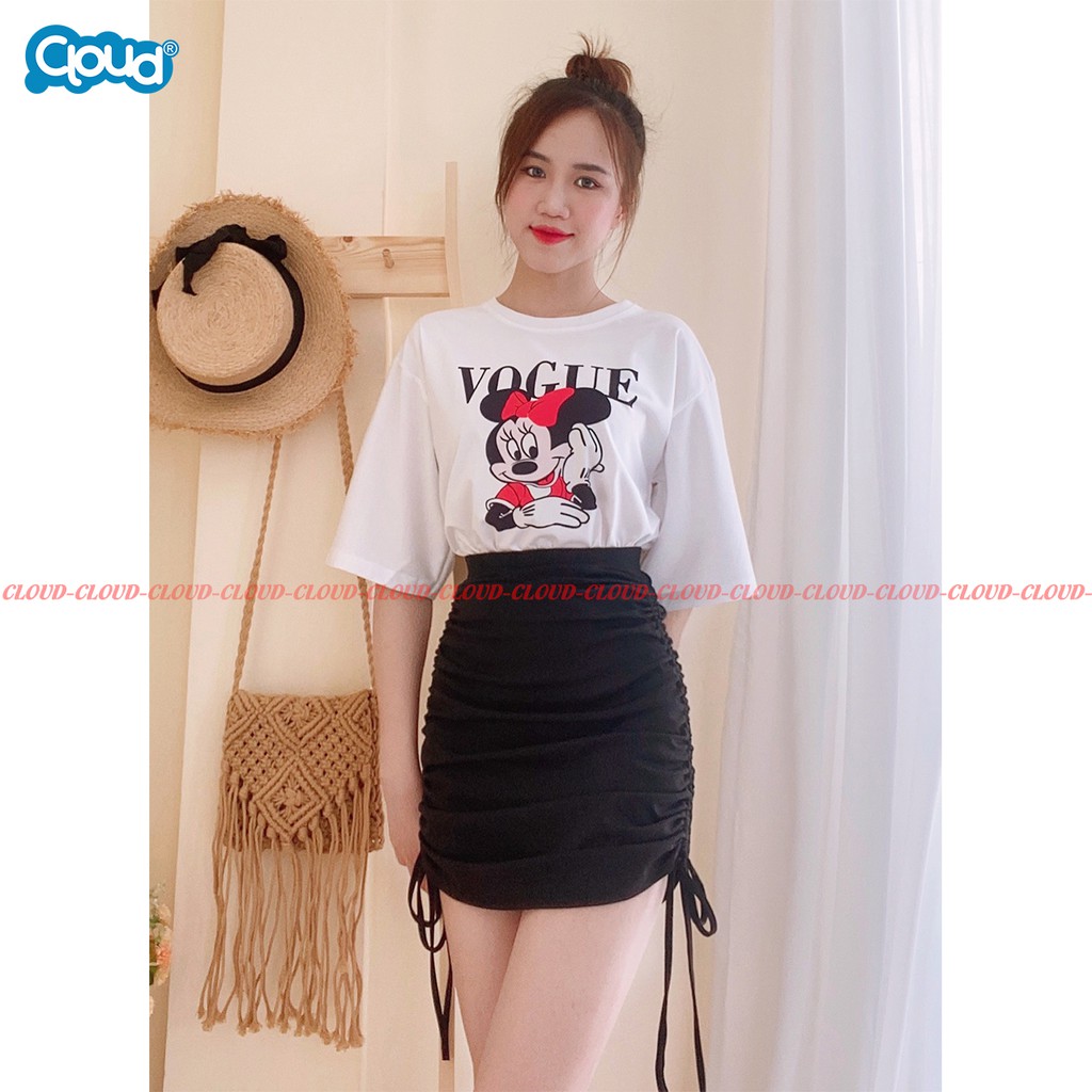 Sét Bộ Váy Nhúm Rút Hông Mix Áo Phông Thun Mickey Vogue, Set Váy Áo Nữ Mặc Kiểu Mới Siêu Hót Siêu Xinh | BigBuy360 - bigbuy360.vn