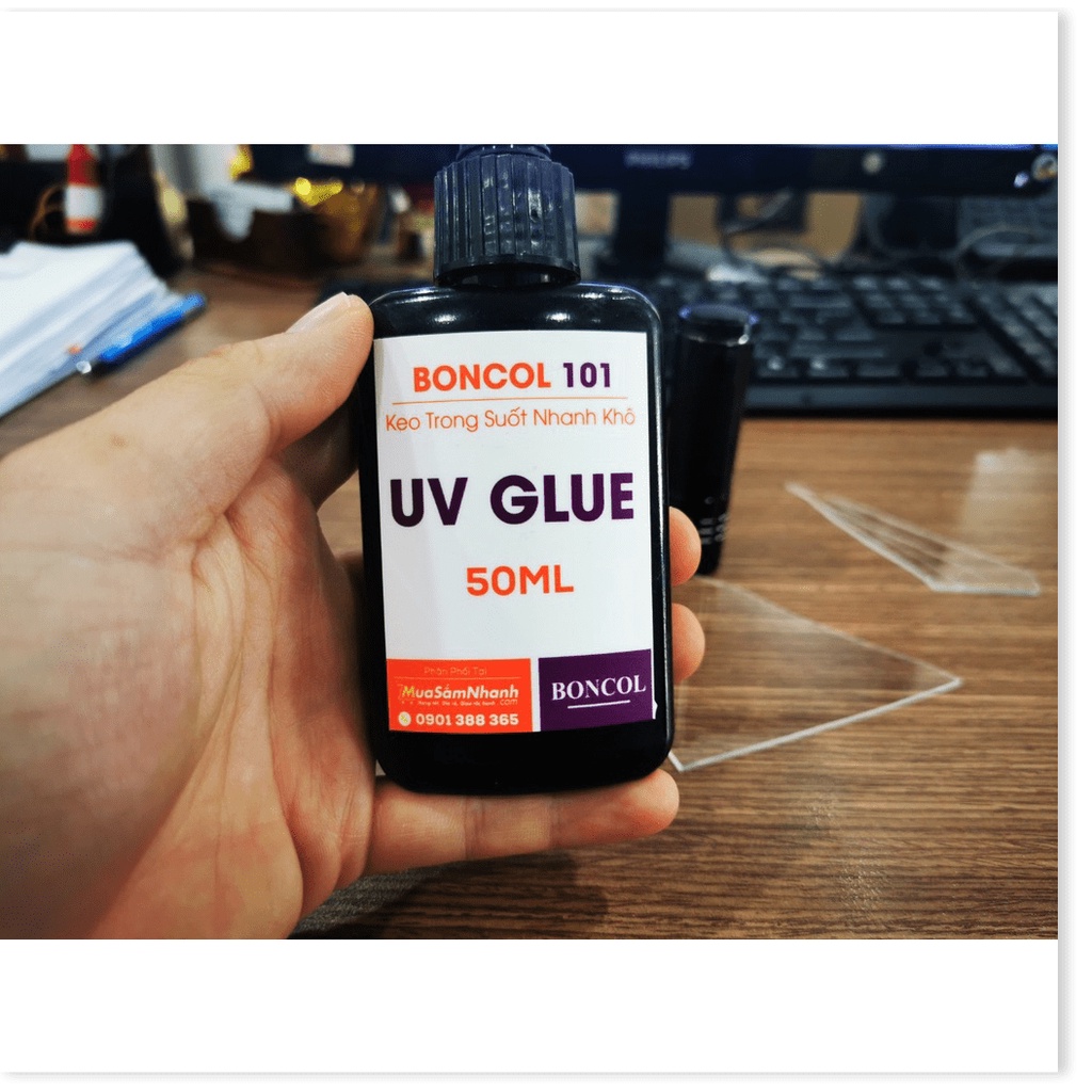 Keo Uv Trong Suốt Dán Kính, Dán Mica Inox Boncol 101 Tặng Đèn UV 50ml .Uy Tín - Chất Lượng - Giá Hủy Diệt