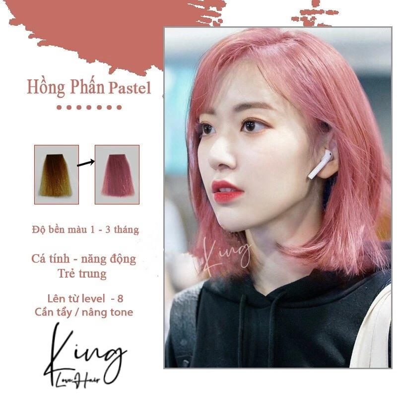 Thuốc nhuộm tóc màu HỒNG KHÓI / HỒNG PHẤN PASTEL Lên từ nền level 9